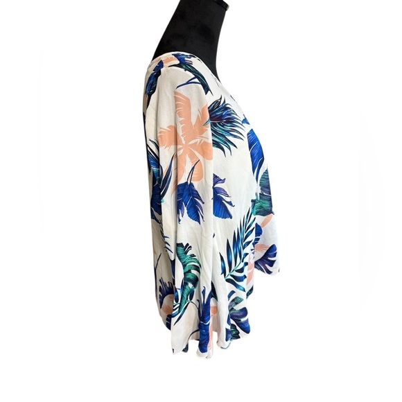 Peace Love Cake Tropical Leaf Print V-Neck Long Sleeve Blouse Small - Picture 4 of 7